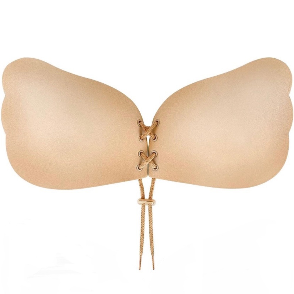 Reusable Self Adhesive Strapless Push Up Bra with Adjustable Drawstring, B Cup